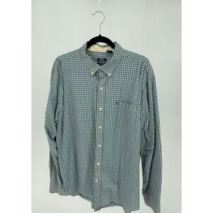 IZOD Mens XL Premium Essentials Blue Yellow Gingham Button Down Shirt 45PW146727